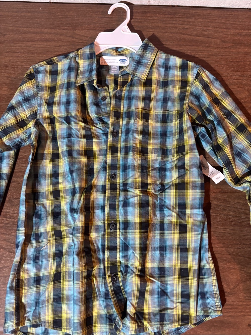 Old Navy Men's Plaid Button-Down Shirt - Blue & Yellow